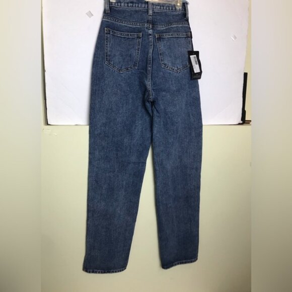 Pretty Little Things NEW Tag Mid Blue Ripped Raw Waist Band Split Hem Jeans 00P - Picture 3 of 16